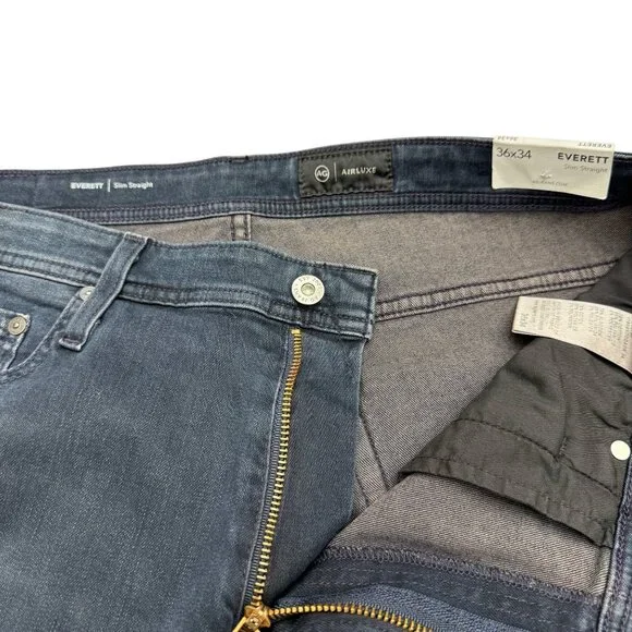 NEW AG Everett AirLuxe Slim Straight Leg Black Jean Men's, Sz 36 x 28 (Altered) - Picture 7 of 11